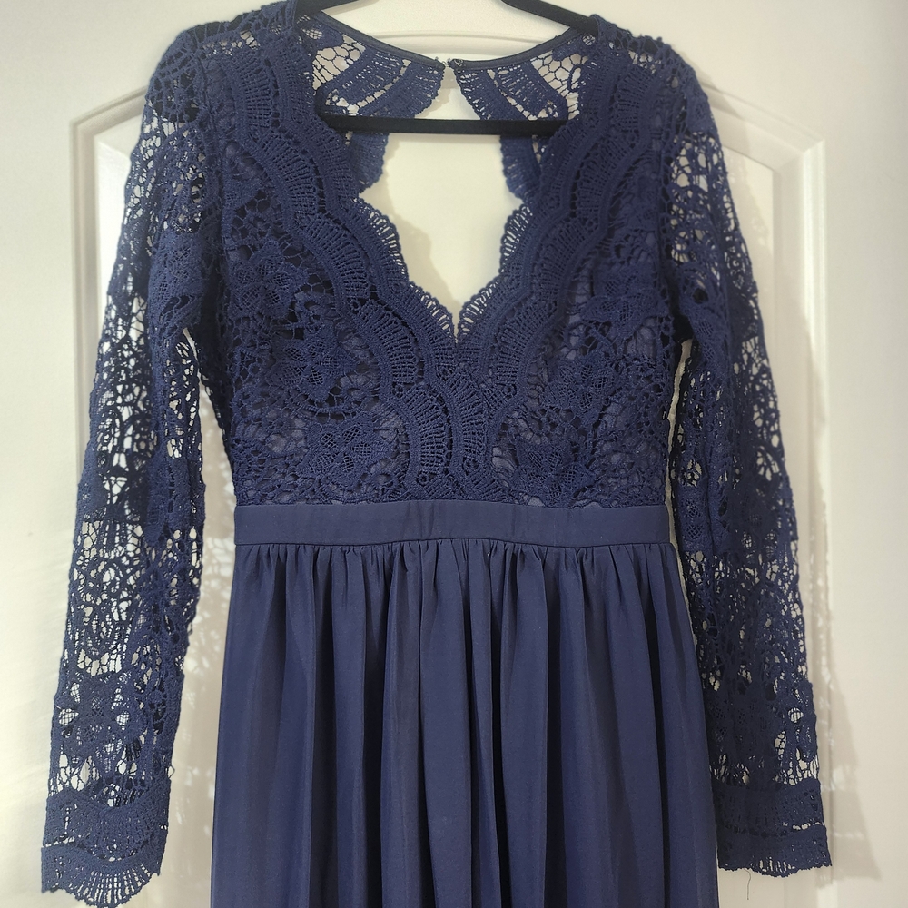 Lulu's Navy Lace Long Sleeve Dress